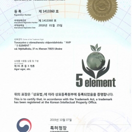 Підприємство 5 Елемент закінчило процедуру реєстрації своєї торгової марки в Південній Кореї